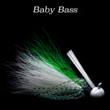 Baby Bass Hybrid-Skirt Football Jig, hand tied fishing lure