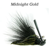 Midnight Gold Hybrid-Skirt Casting Jig, arky head fishing lure