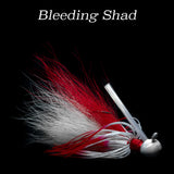 Bleeding Shad Hybrid-Skirt Football Jig, hand tied fishing lure