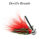 Devil's Breath Hybrid-Skirt Football Jig, hand tied fishing lure