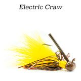 Electric Craw Hybrid-Skirt Football Jig, hand tied fishing lure