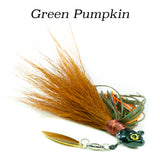 Green Pumpkin Hybrid-Skirt Underspin, hand tied underspin